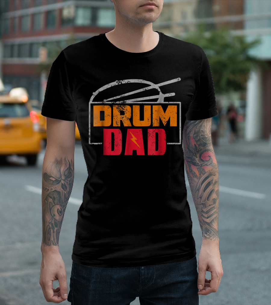 Distressed Drum Drum Dad Drumming Sticks Electric Bolt T-Shirt