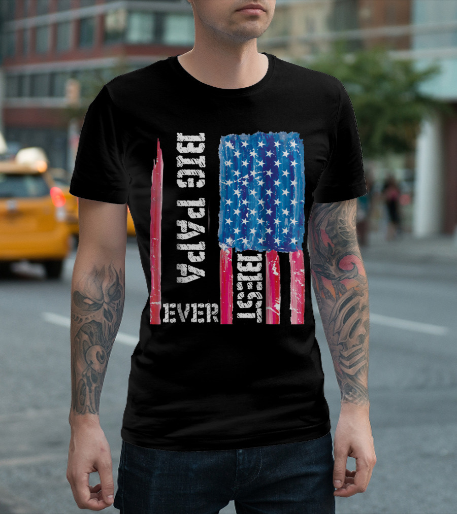 Best Big Papa Ever Distressed American Flag T-Shirt