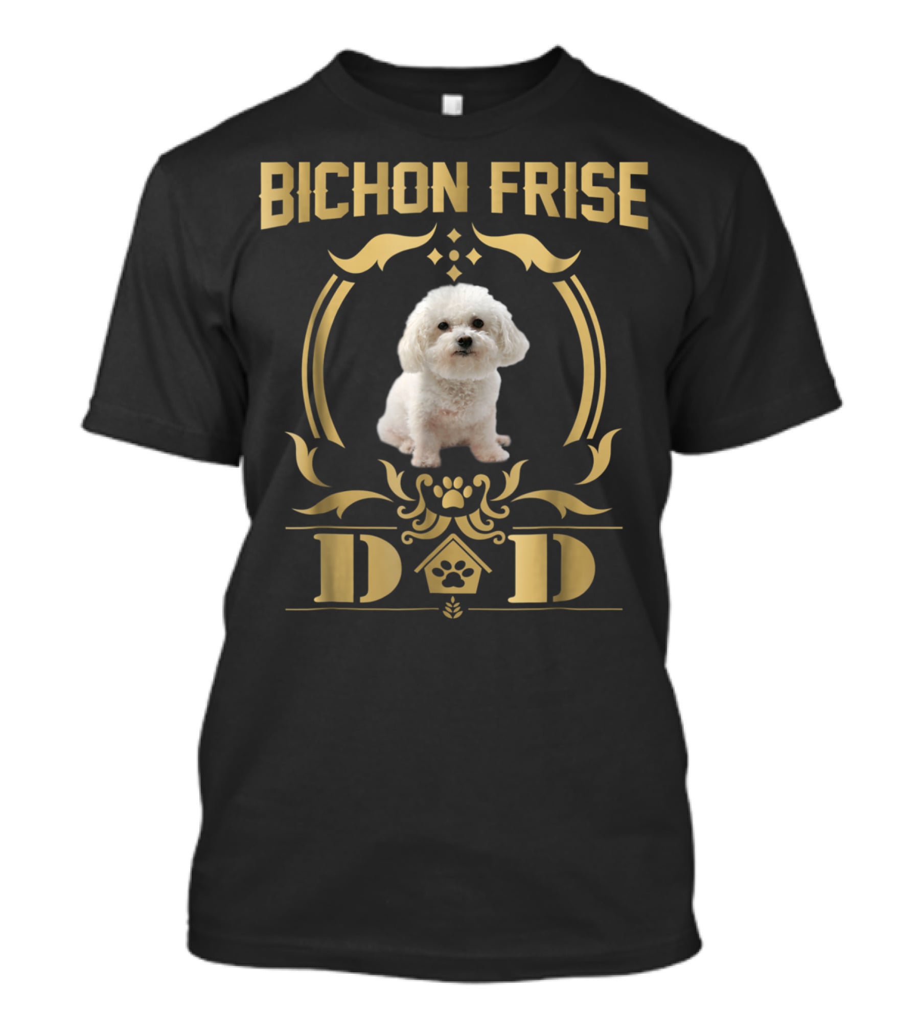 Bichon Frise Dad Paw Print Emblem T-Shirt