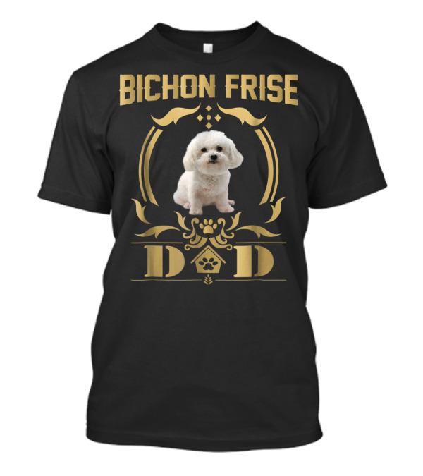 Bichon Frise Dad Paw Print Emblem T-Shirt