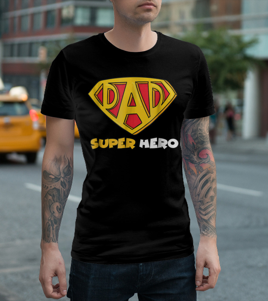 DAD Superhero Iconic Symbol Bold Text Superman T-Shirt