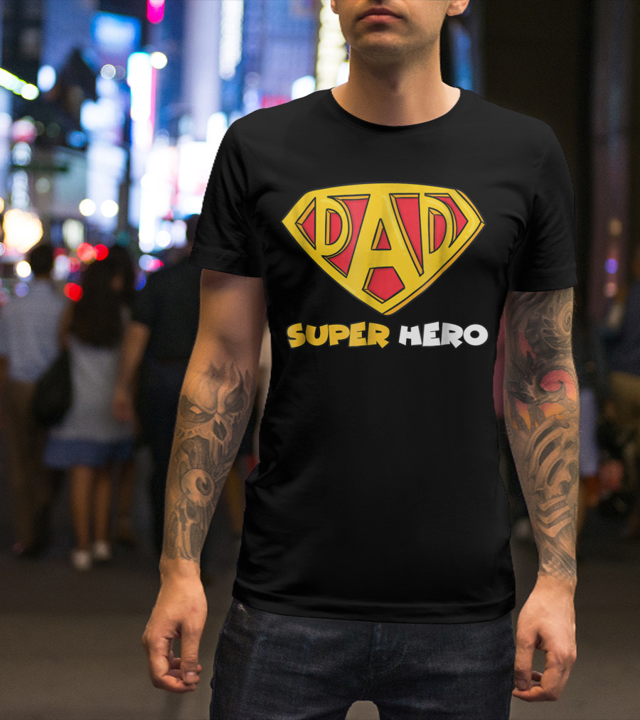 DAD Superhero Iconic Symbol Bold Text Superman T-Shirt