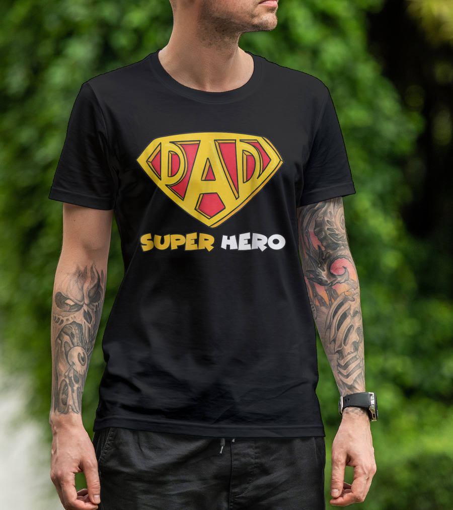 DAD Superhero Iconic Symbol Bold Text Superman T-Shirt