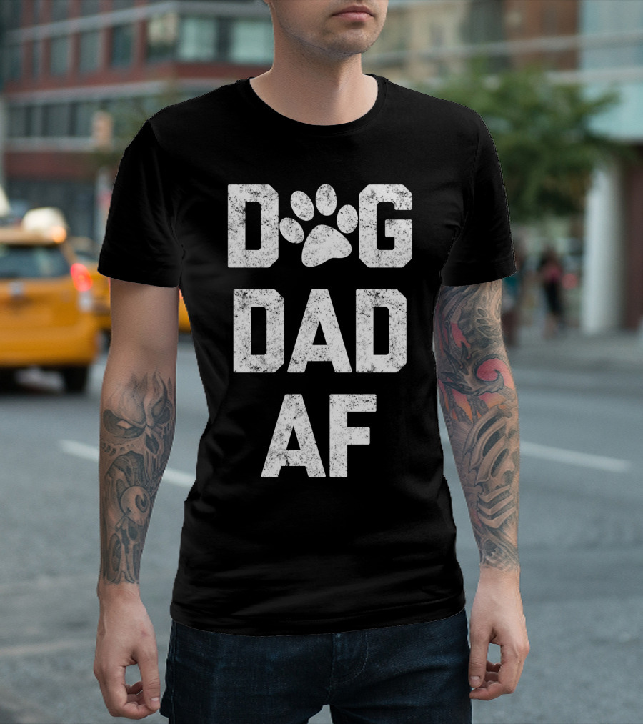 DOG DAD AF Paw Prints T-Shirt