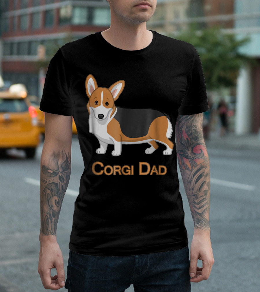 Corgi Dad Cute Red Tricolor Welsh Corgi Lovers T-Shirt