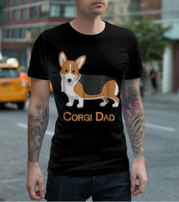 Corgi Dad Cute Red Tricolor Welsh Corgi Lovers T-Shirt