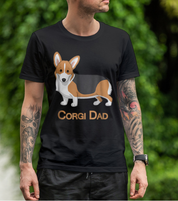 Corgi Dad Cute Red Tricolor Welsh Corgi Lovers T-Shirt