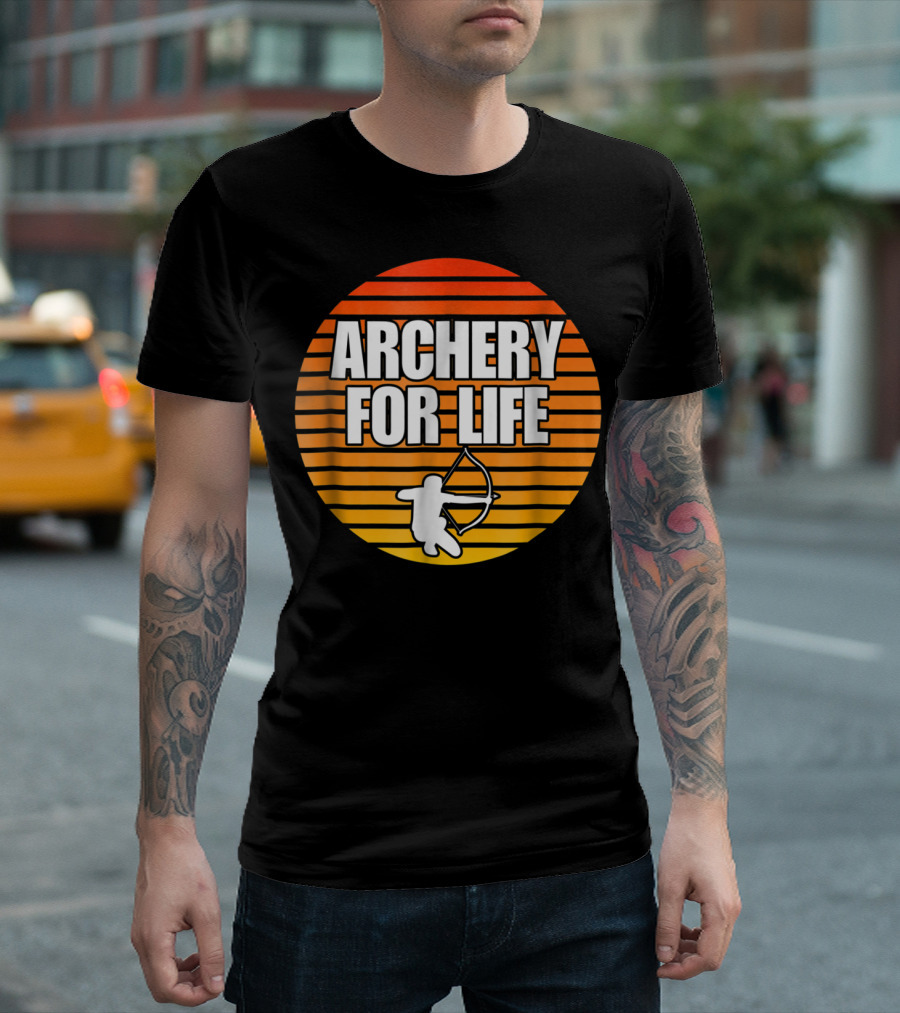Archery For Life Sunset Silhouette Bow and Arrow T-Shirt
