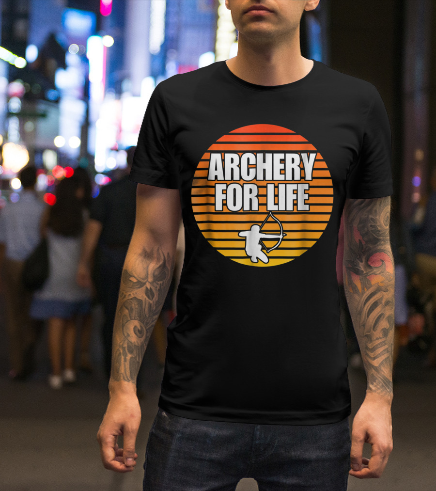 Archery For Life Sunset Silhouette Bow And Arrow T-Shirt