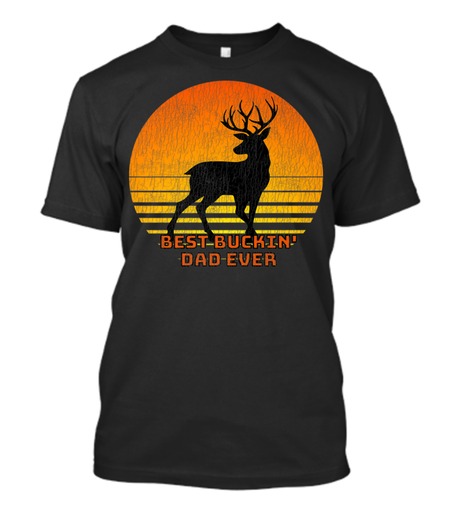 Best Buckin Dad Ever Fun Deer Hunting Retro Sunset T-Shirt