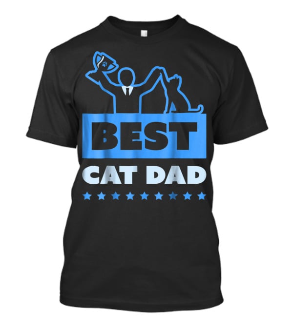 Best Cat Dad High Five Trophy Stars T-Shirt