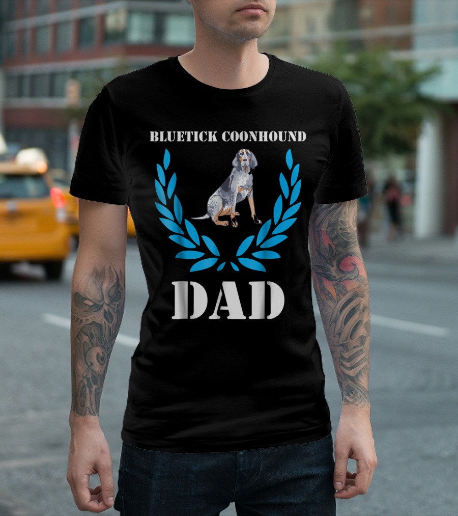 Bluetick Coonhound Dad Laurel Wreath Dog T-Shirt