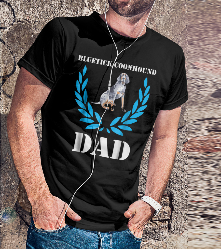 Bluetick Coonhound Dad Laurel Wreath Dog T-Shirt