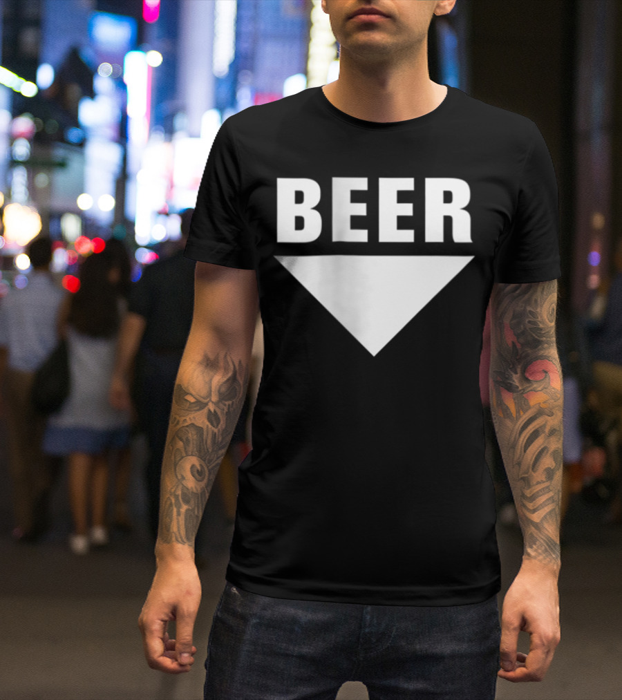 BEER Belly Arrow Label Expecting Joke T-Shirt