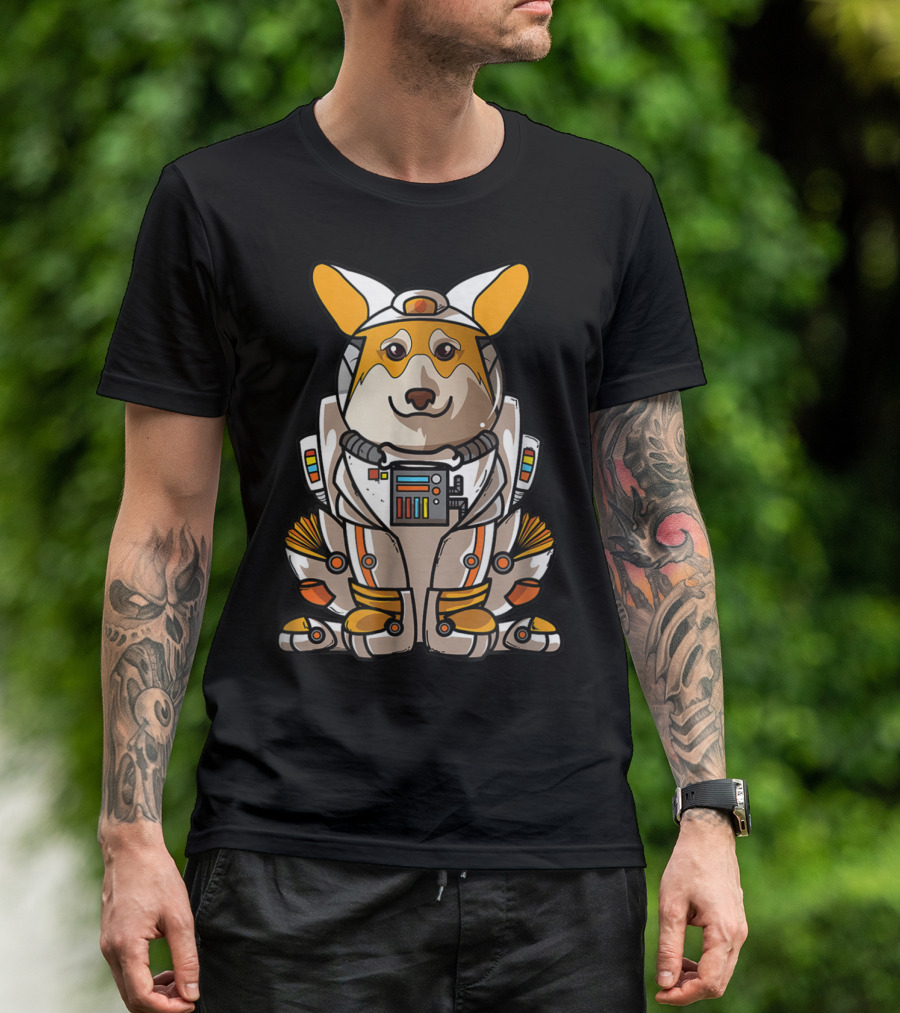 Christmas Space Welsh Corgi Astronaut Suit Dog T-Shirt