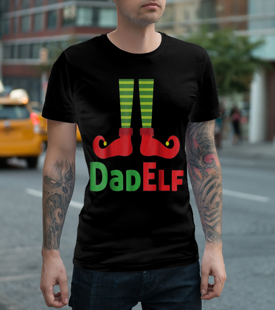 Dad Elf Christmas Family Matching Pajama Party T-Shirt
