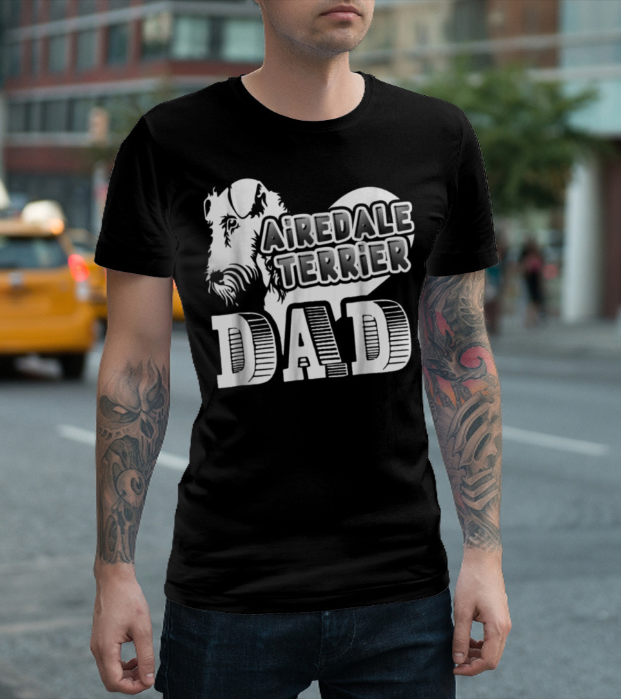 Airedale Terrier Dad Heart T-Shirt