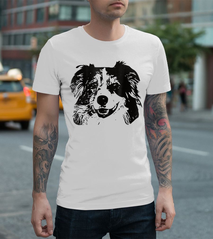 Australian Shepherd Dog Mom Or Dad Happy Face T-Shirt