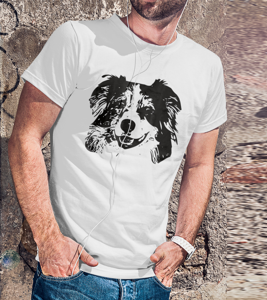 Australian Shepherd Dog Mom Or Dad Happy Face T-Shirt