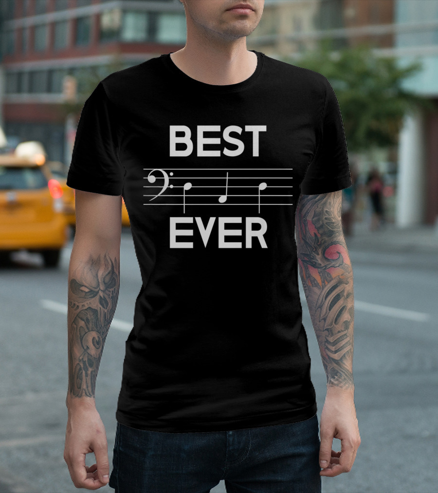 BEST DAD EVER MUSIC BASS CLEF NOTE CLEF STAFF COMPOSITION T-Shirt