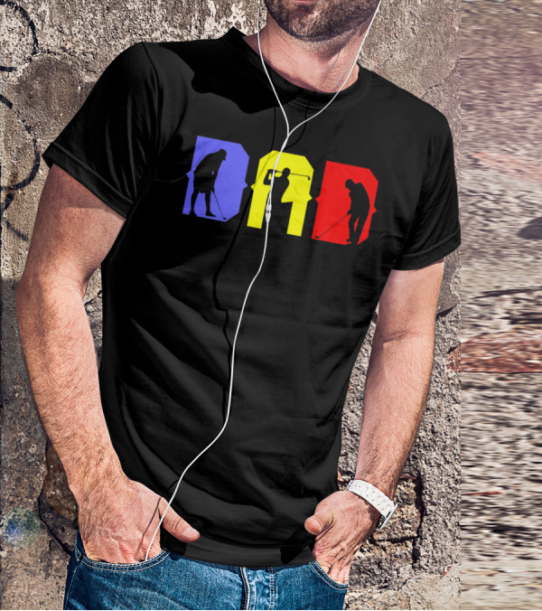 DAD COOL GOLF SILHOUETTE BLUE YELLOW RED T-Shirt