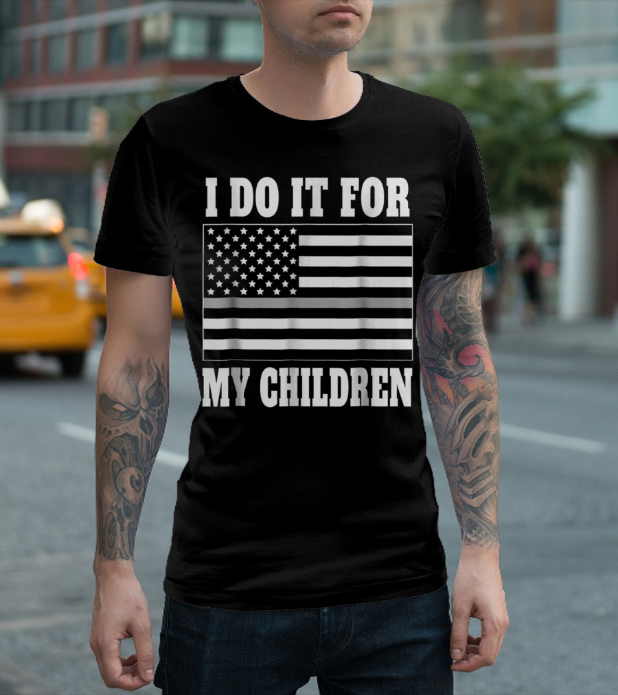 Corrections Officer Dad I Do It For My Children Thin Gray Line Flag T-Shirt