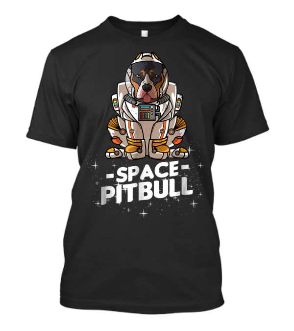 Christmas Space Pitbull In Astronaut Suit With Festive Graphics T-Shirt