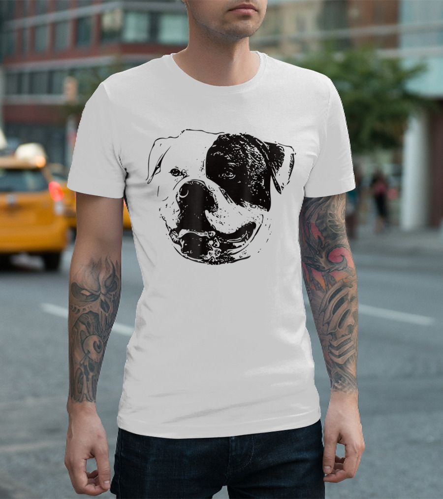 American Bulldog Dog Mom or Dad Face T-Shirt