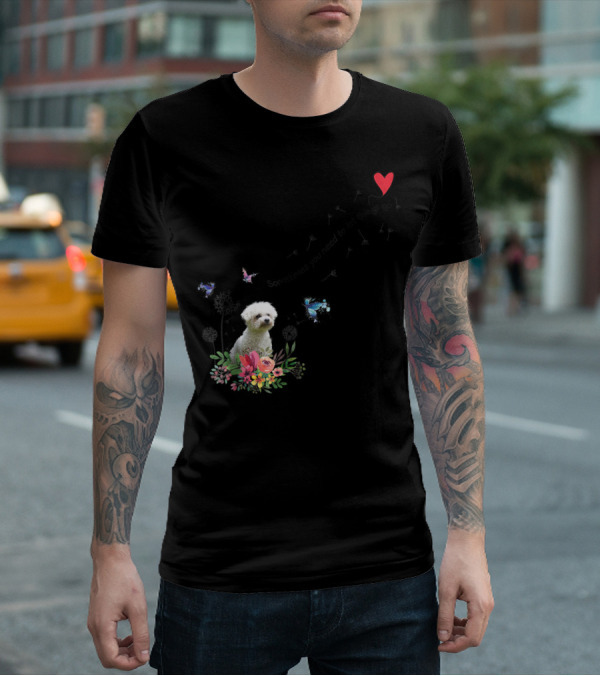 Bichon Frise Let Things Go Kids68 Butterfly Flowers Heart T-Shirt