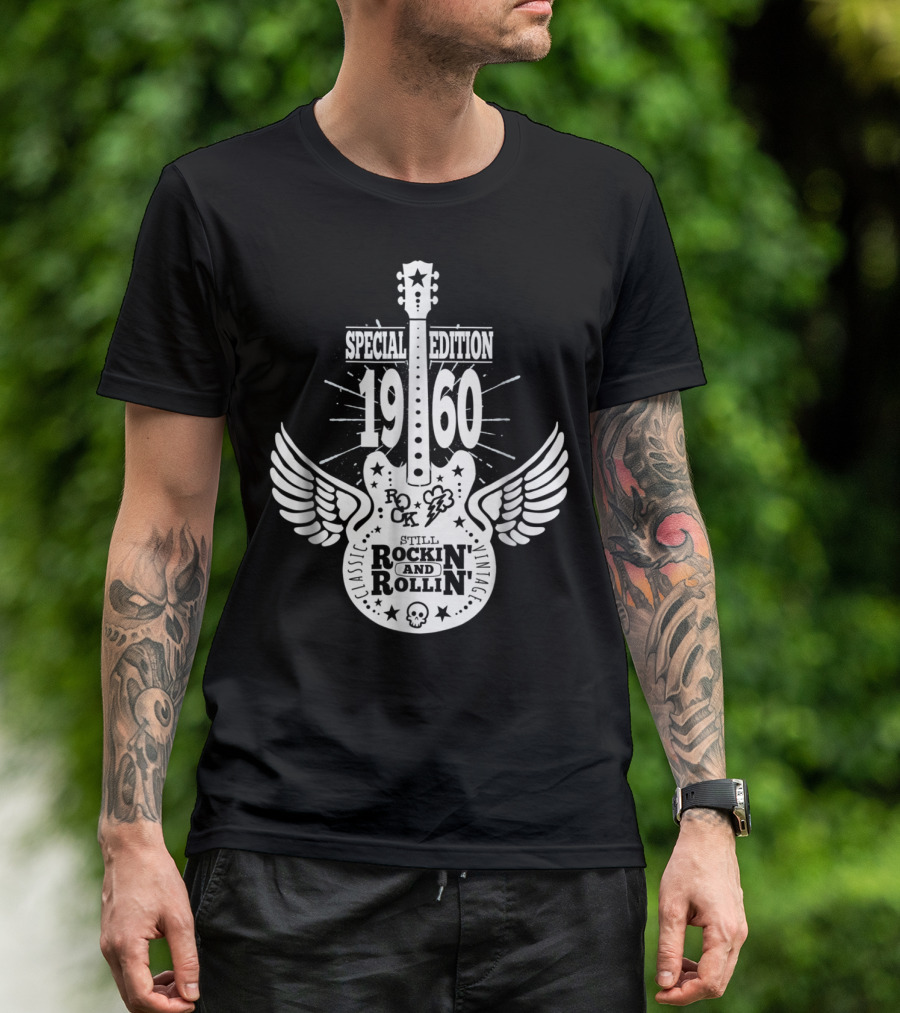 Special Edition 1960 Vintage Classic Rock And Roll Winged Guitar T-Shirt