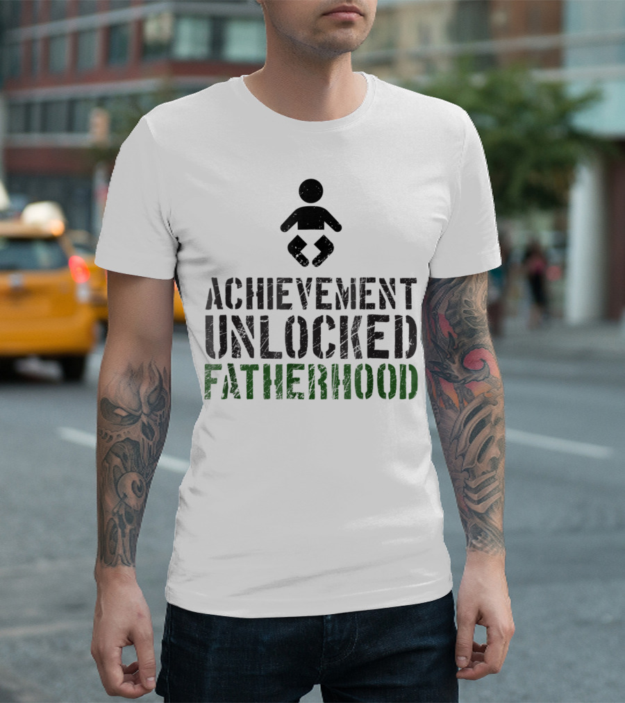 Achievement Unlocked Fatherhood Gamer Dad T-Shirt