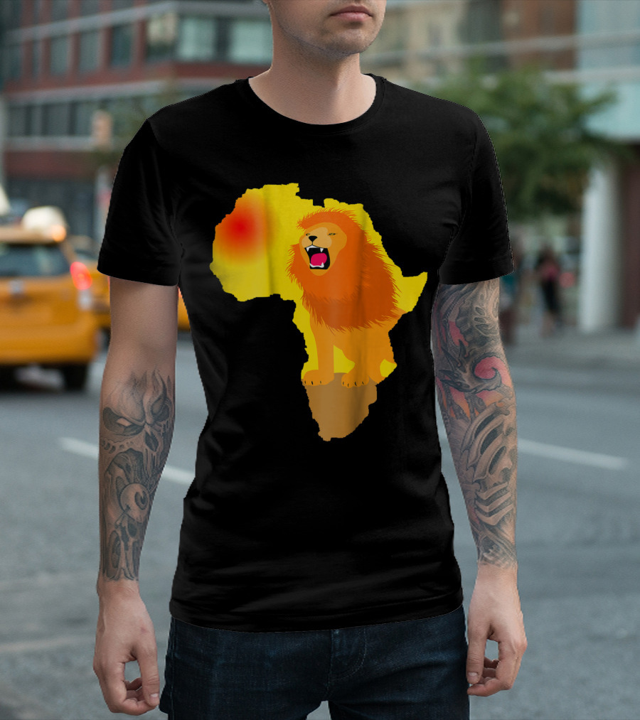 Africa Lion Map Big Five Safari Dad South Animals T-Shirt
