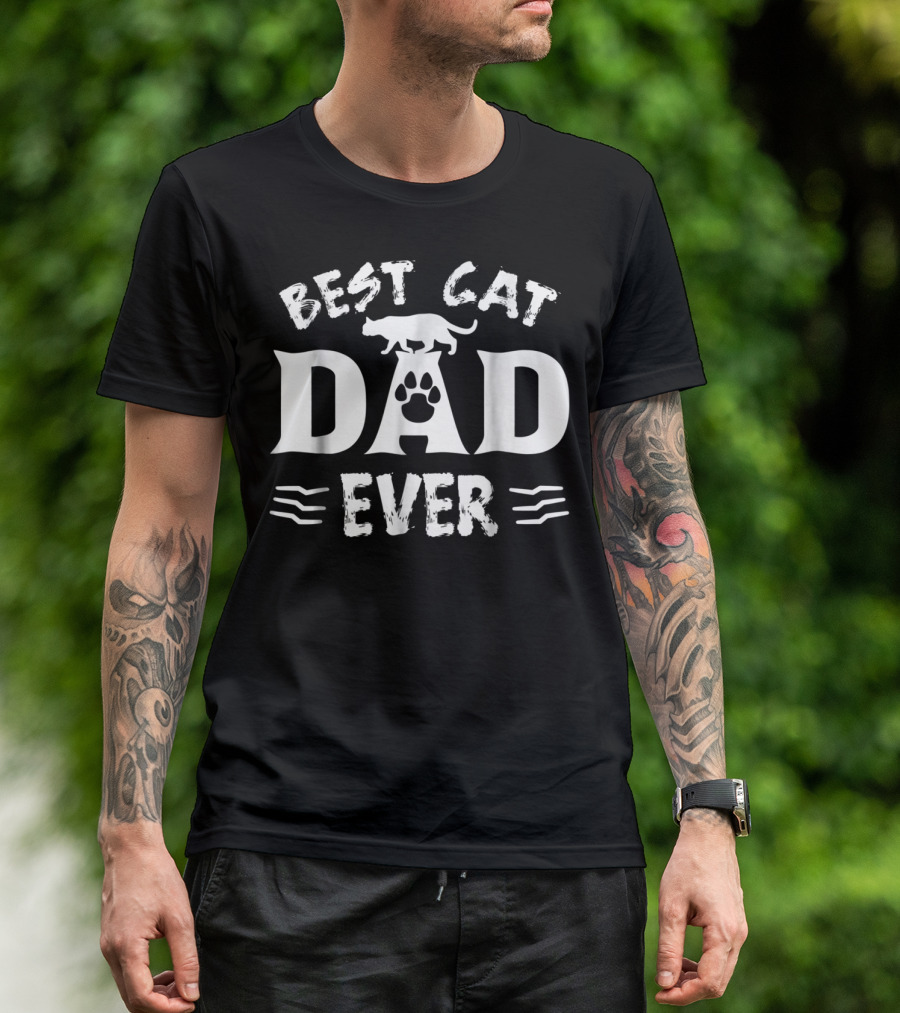 Best Cat Dad Ever Paw Print Funny Cat Lovers T-Shirt
