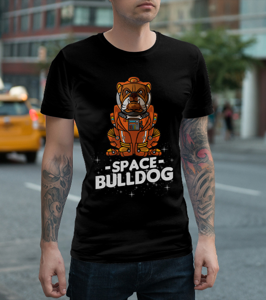 Space Bulldog in Astronaut Suit T-Shirt