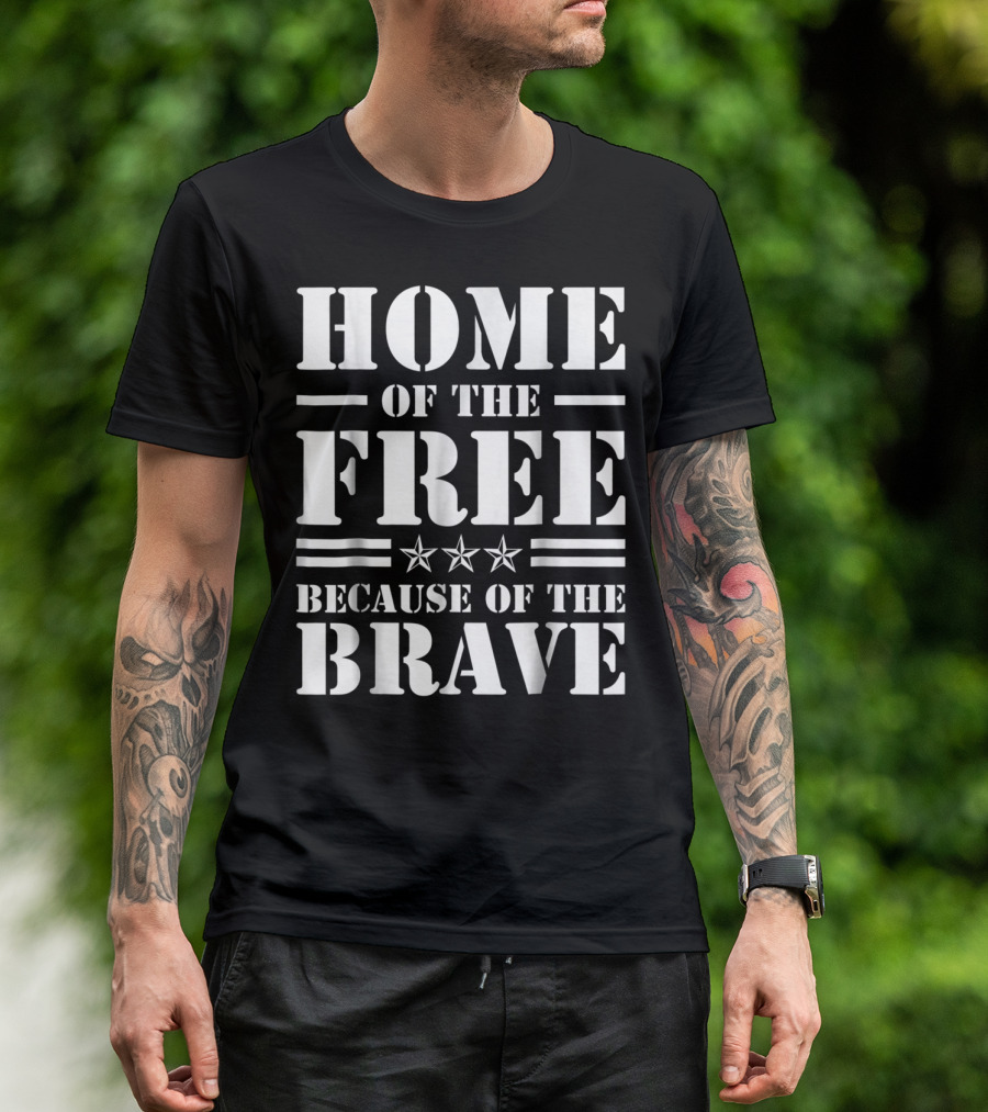 Home Of The Free Because Of The Brave Club Iraq USA Dad Grandpa Veterans Day T-Shirt