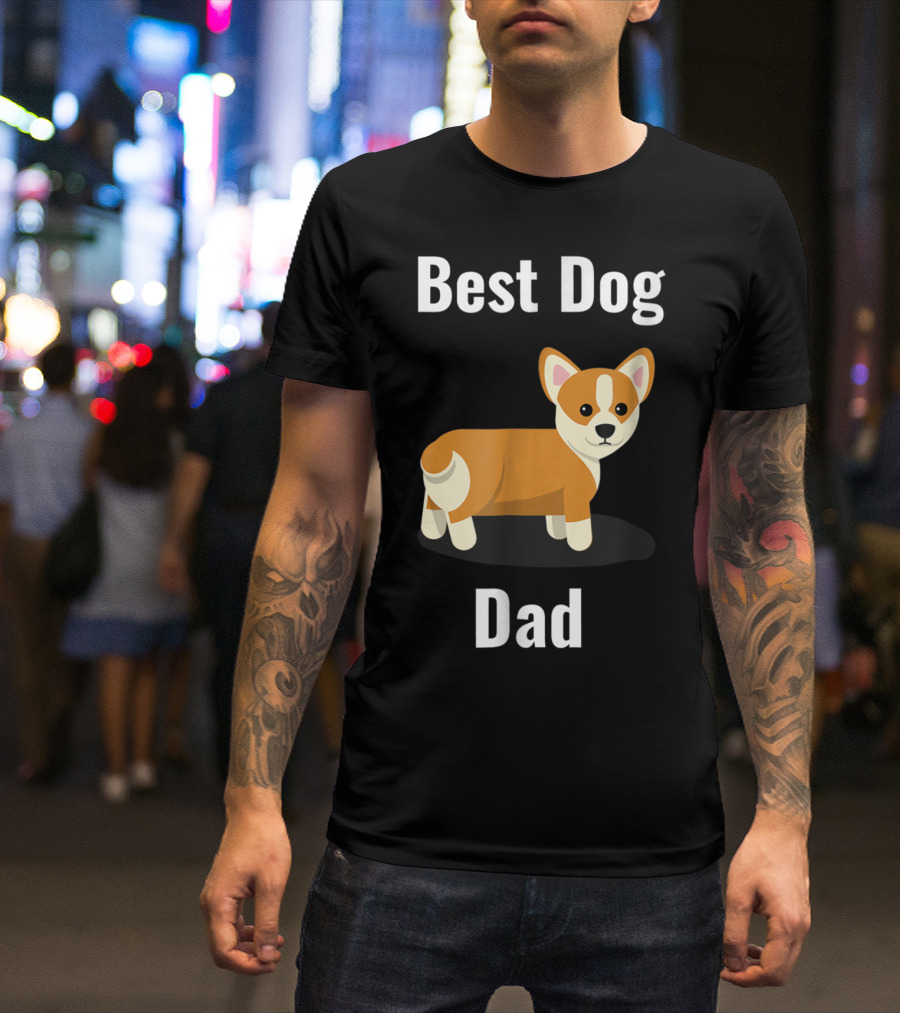 Best Dog Dad Corgi Cartoon T-Shirt