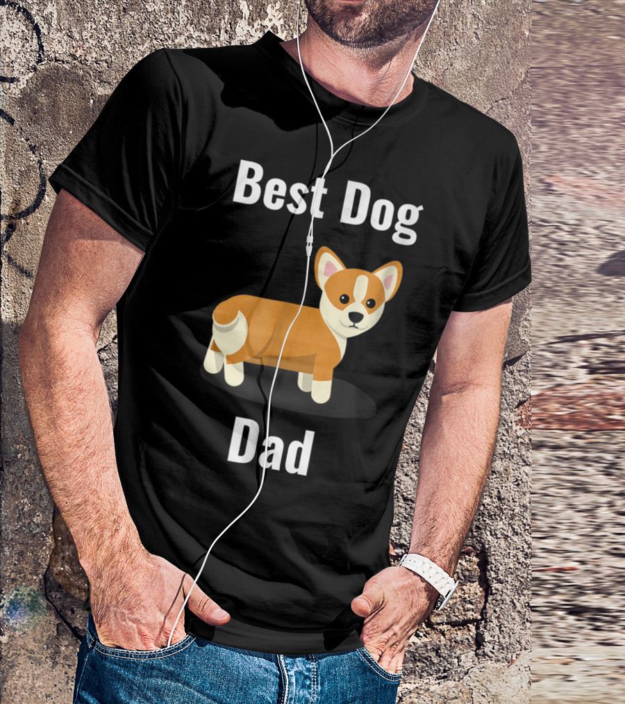 Best Dog Dad Corgi Cartoon T-Shirt