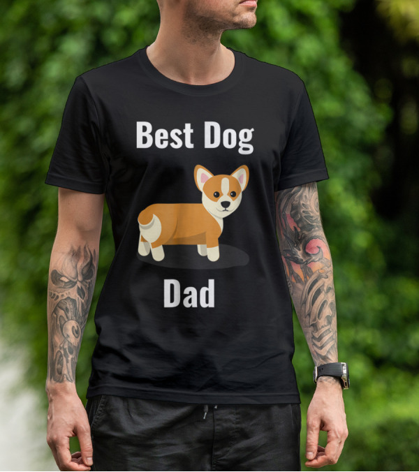 Best Dog Dad Corgi Cartoon T-Shirt