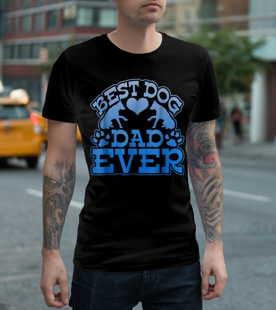 Best Dog Dad Ever Heart Paw Dogs T-Shirt
