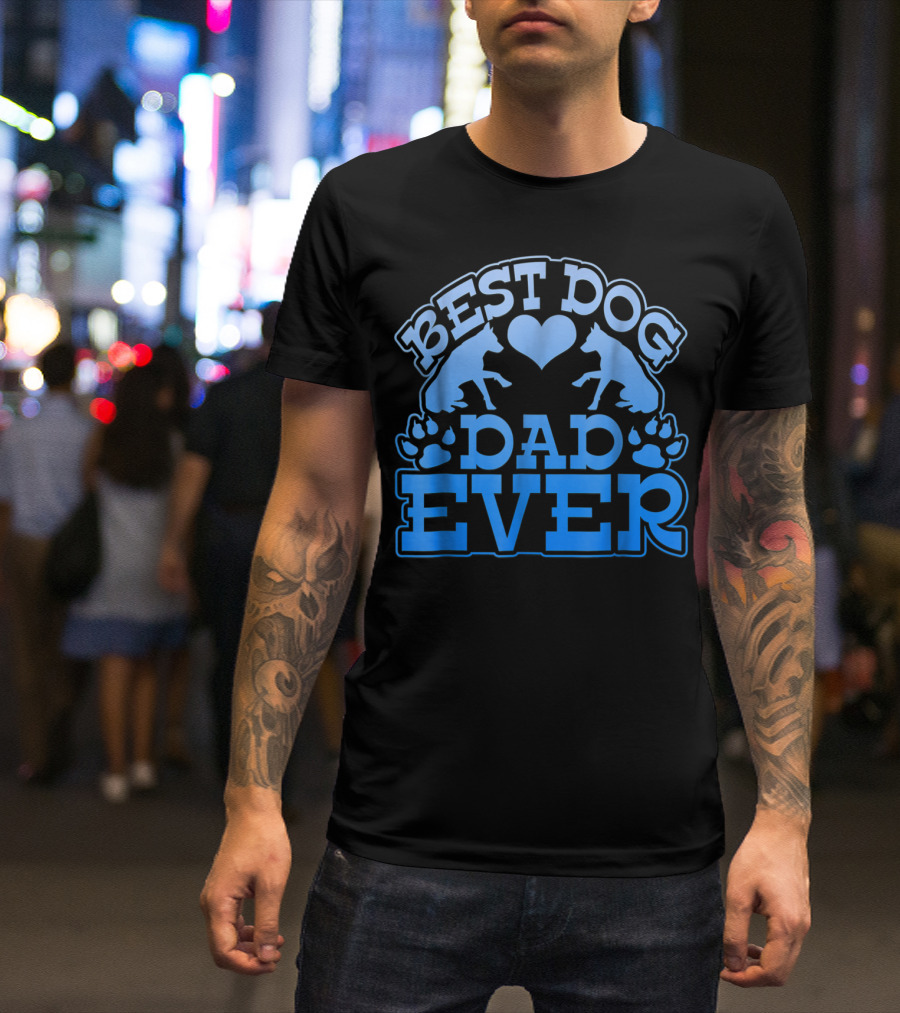 Best Dog Dad Ever Heart Paw Dogs T-Shirt