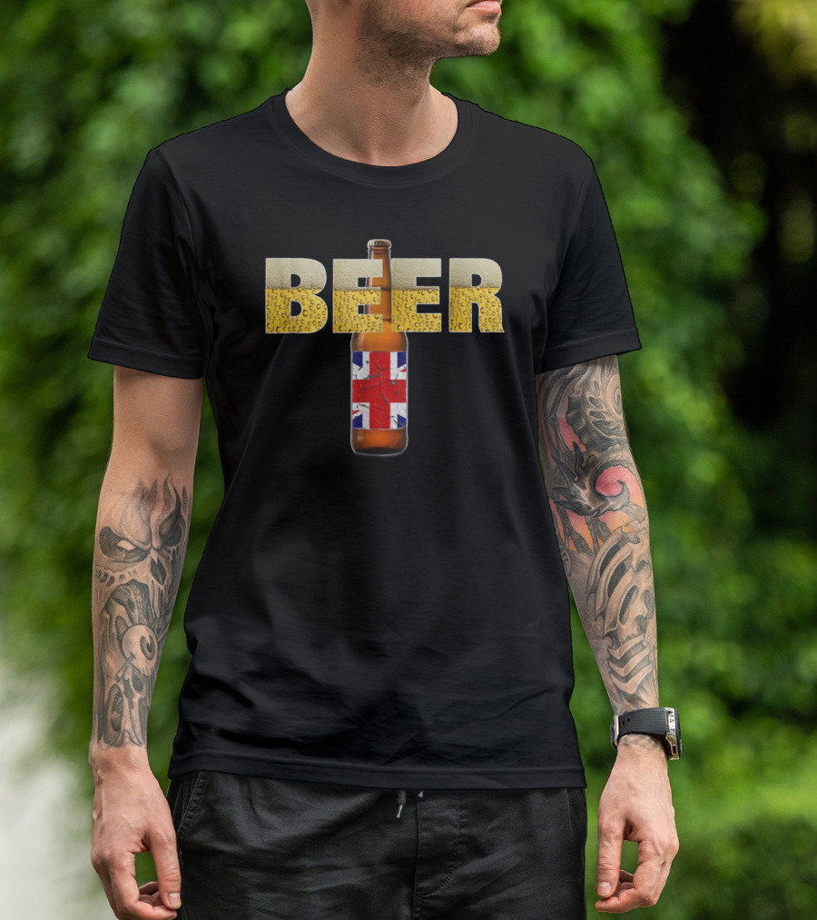 Beer Bottle British Flag Pub Crawl Brewery 29 T-Shirt