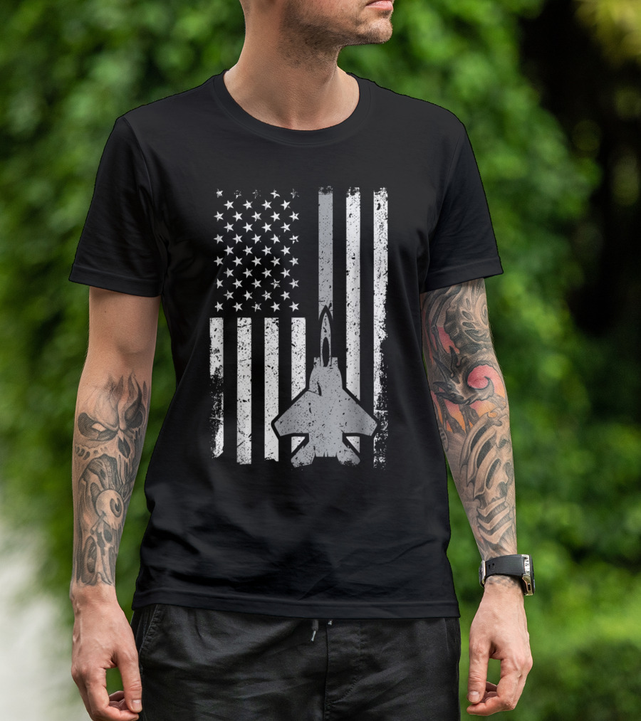 Air Force Veteran Dad Grandpa Uncle Veterans Day American Flag Jet T-Shirt