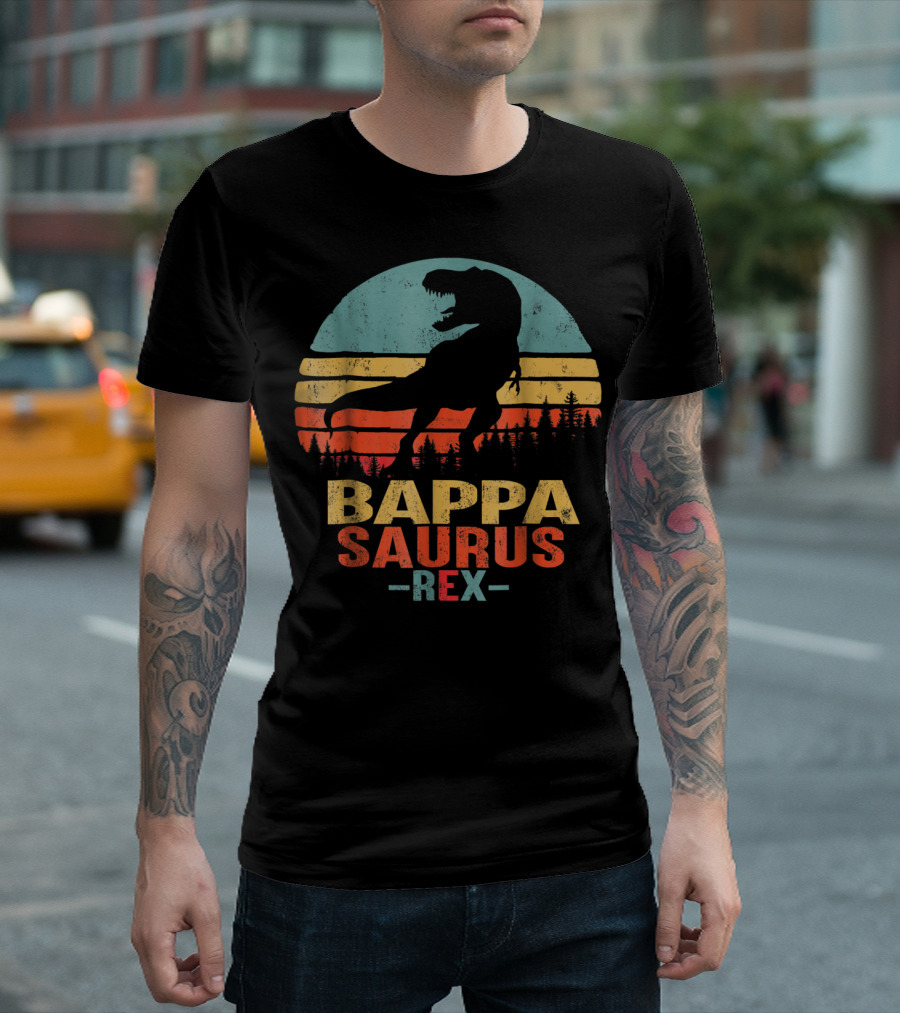 Bappasaurus Rex Dinosaur Retro Sunset T-Shirt