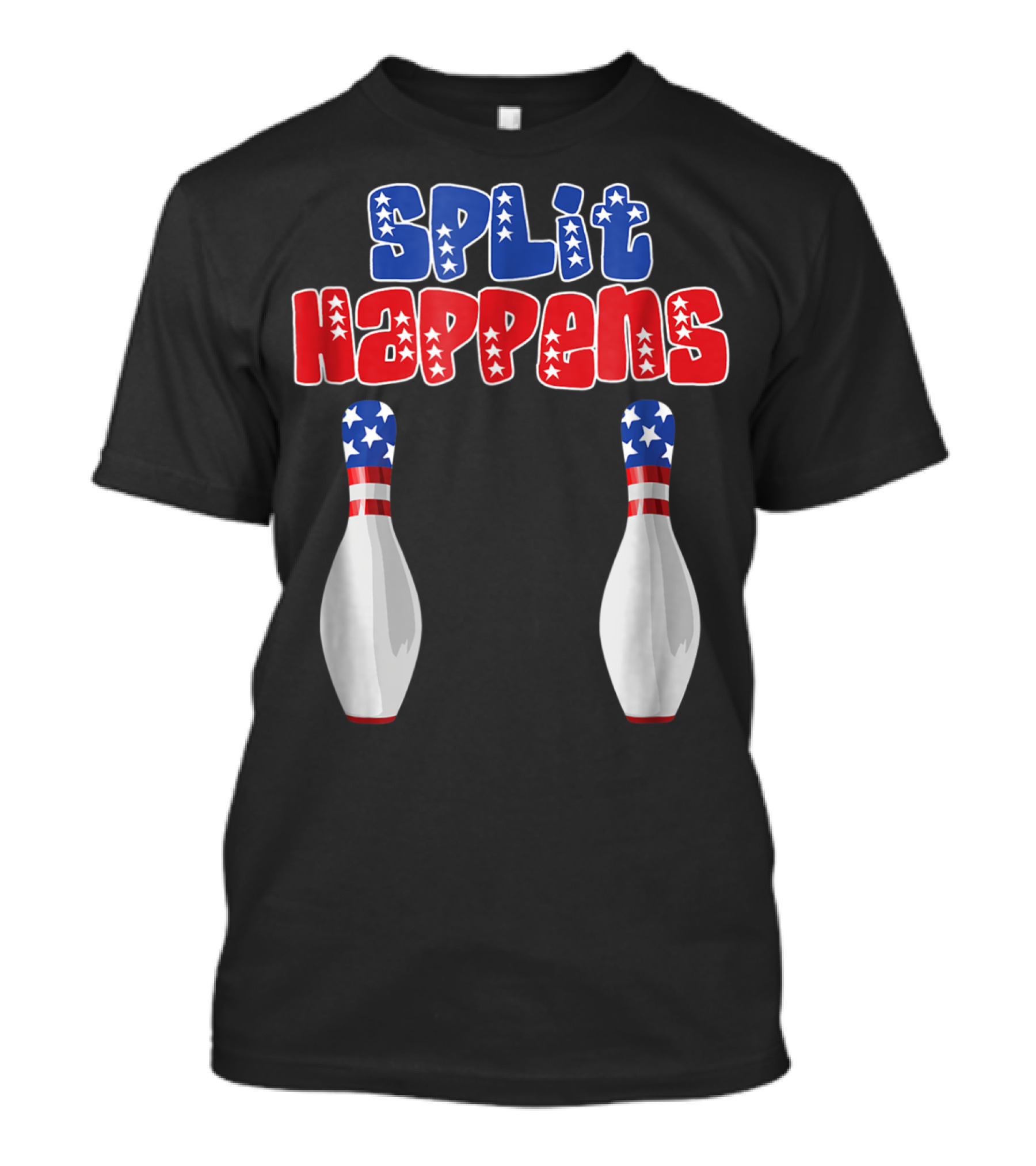 Split Happens 4th Of July American Flag Bowling Bowler Men Dad23 T-Shirt
