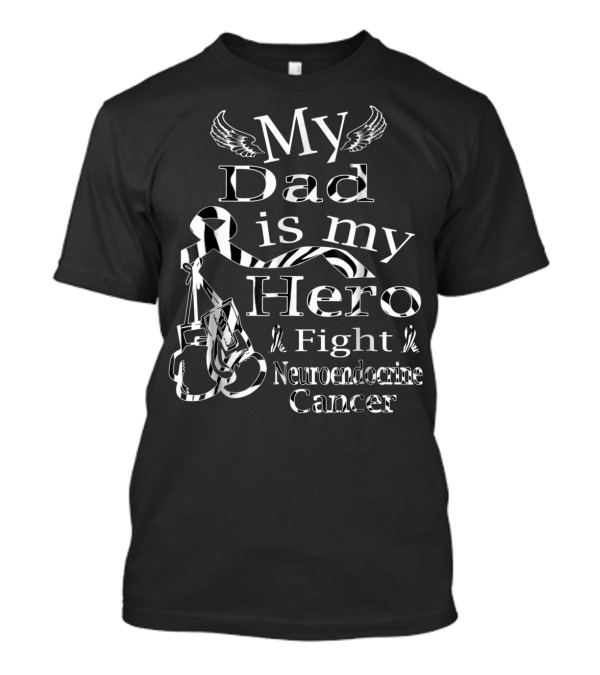 My Dad Is My Hero Fight Neuroendocrine Cancer Zebra Ribbon Boxing Gloves T-Shirt