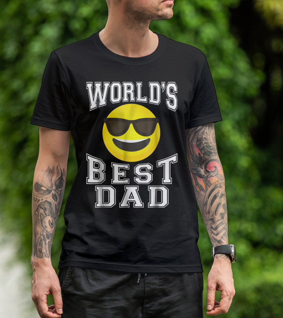 World's Best Dad Cool Emoticon T-Shirt