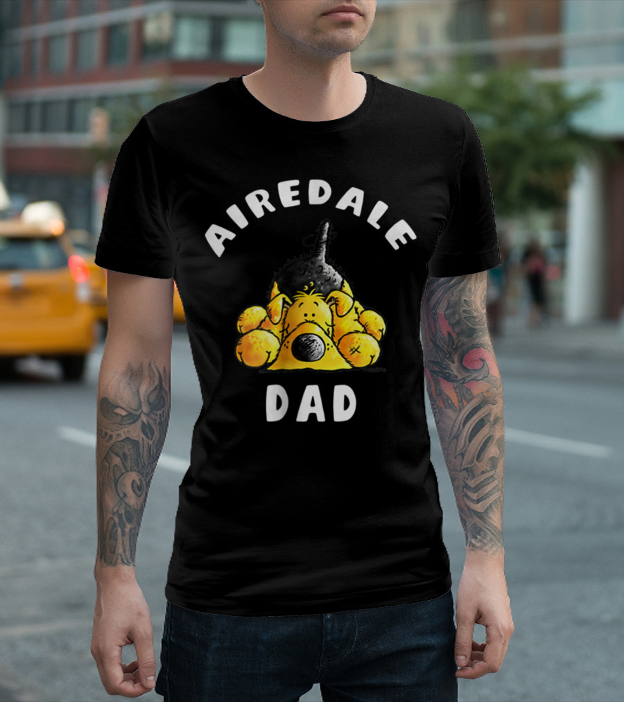 Airedale Terrier Dad Dog Breed Cartoon T-Shirt