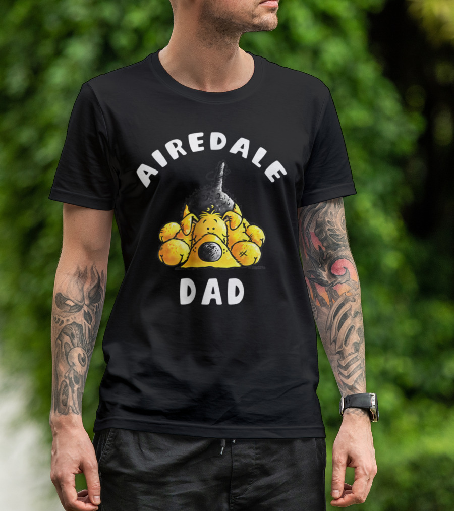 Airedale Terrier Dad Dog Breed Cartoon T-Shirt