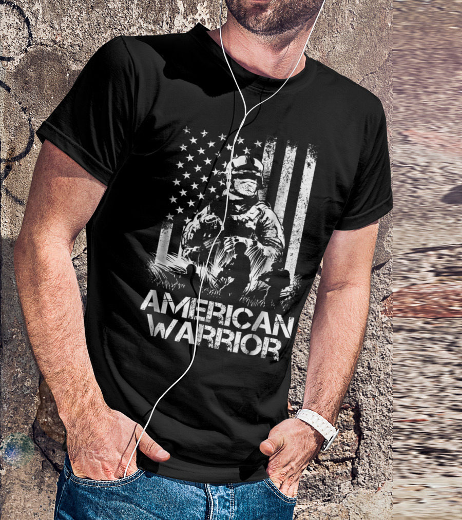 American Warrior Veteran Proud USA Patriotic Soldier T-Shirt