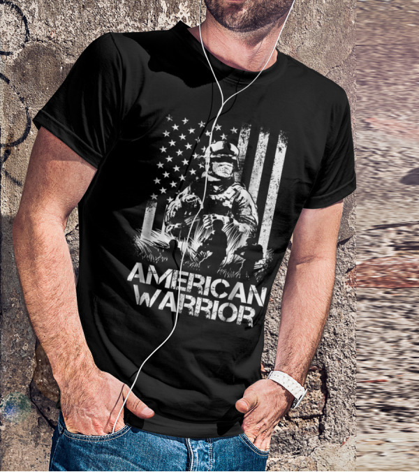 American Warrior Veteran Proud USA Patriotic Soldier T-Shirt